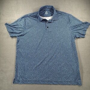 Deolax Polo Shirt Mens XXL Blue Floral Pattern Stretch Performance Golf